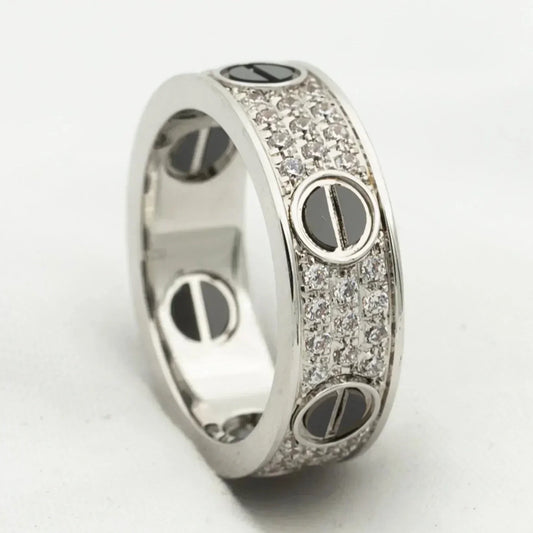 [Solara Jewelry]LOVE RING 5.5MM DIAMONDS PAVED CERAMIC