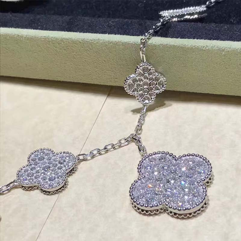 [Solara Jewelry]CLOVER 6 MOTIFS SILVER DIAMOND BRACELET