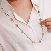[Solara Jewelry]CLOVER 20 MOTIFS DUNKLES PERLMUTT DIAMANT HALSKETTE
