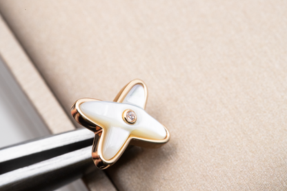 [Solara Jewelry]JEUX DE WHITE MOP ROSE GOLD DIAMOND EARRINGS
