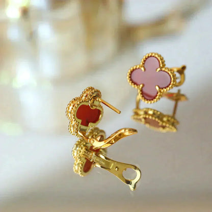 [Solara Jewelry]CLOVER MEDIUM 1 MOTIFS CARNELIAN  EARRINGS