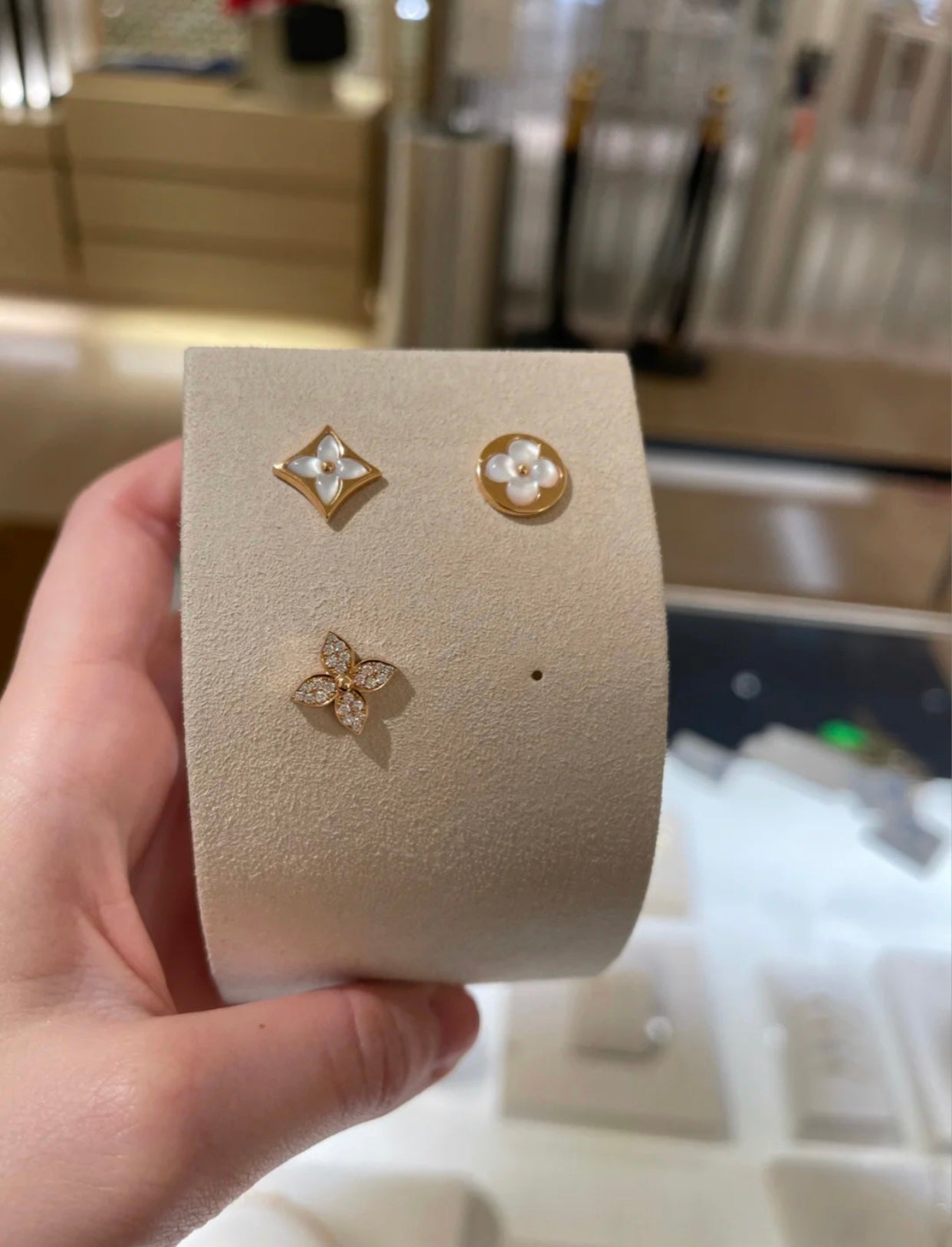 [Solara Jewelry]STAR BLOSSOM STUD EARRINGS PINK GOLD DIAMONDS