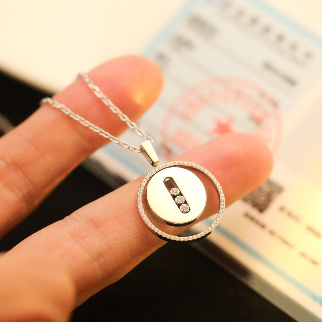 [Solara jewelry]LUCKY MOVE MM SILVER DIAMOND NECKLACE