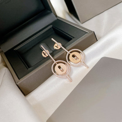 [Solara jewelry]LUCKY MOVE ARROW PINK GOLD DIAMOND EARRINGS