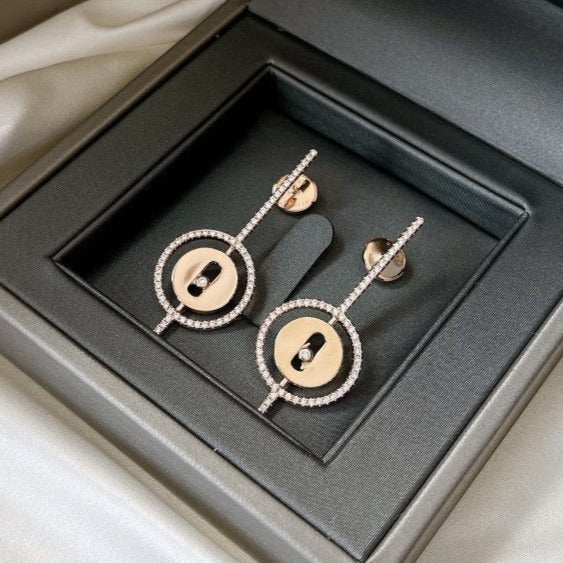 [Solara jewelry]LUCKY MOVE ARROW PINK GOLD DIAMOND EARRINGS