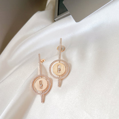 [Solara jewelry]LUCKY MOVE ARROW PINK GOLD DIAMOND EARRINGS