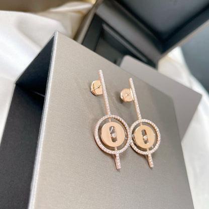 [Solara jewelry]LUCKY MOVE ARROW PINK GOLD DIAMOND EARRINGS