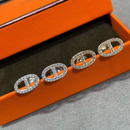 [Solara Jewelry]HM FULL DIAMOND PIG NOSE STUD EARRINGS
