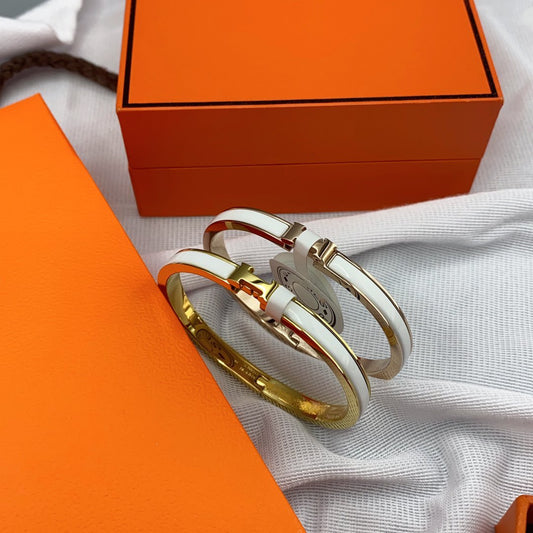 [Solara Jewelry]CLASSIC HM CLIC WHITE 8MM ENAMEL BRACELET