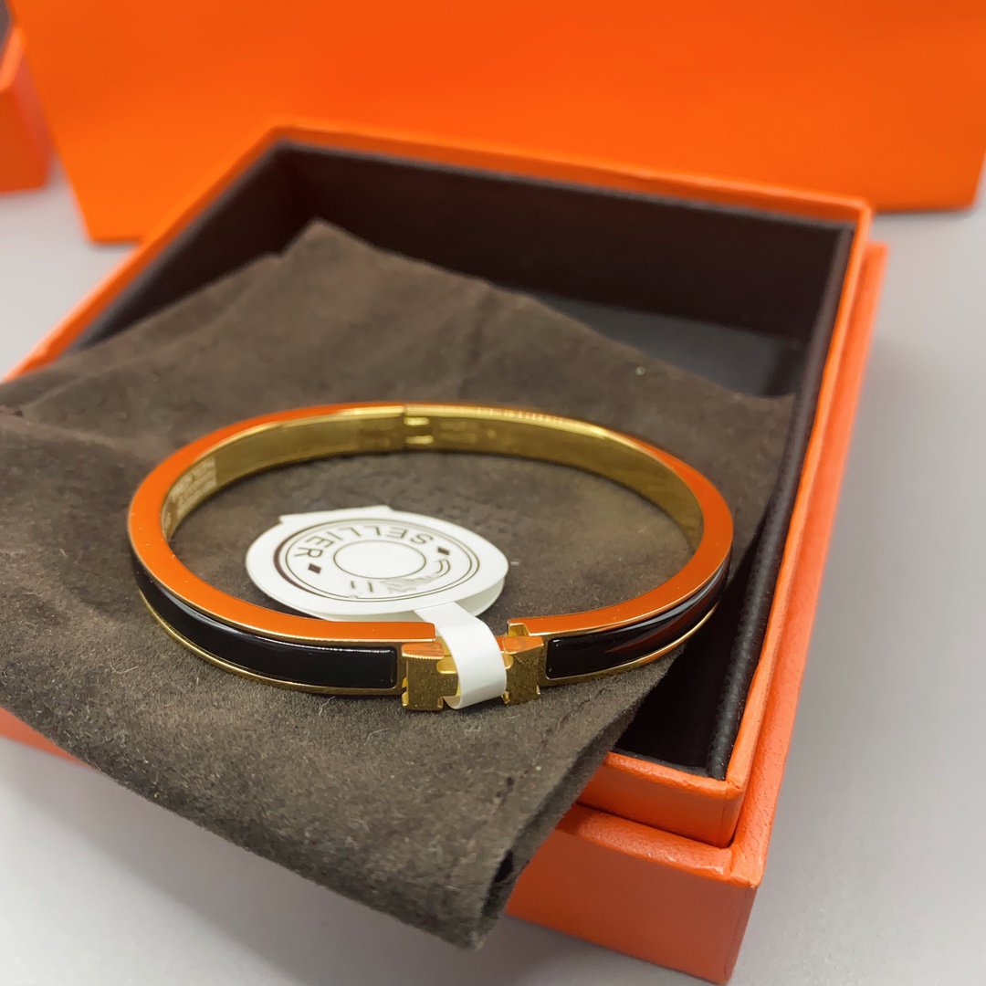 [Solara Jewelry]CLASSIC HM CLIC BLACK 8MM ENAMEL BRACELET
