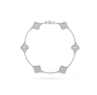 [Solara Jewelry]CLOVER 6 MOTIF SILVER DIAMOND BRACELET