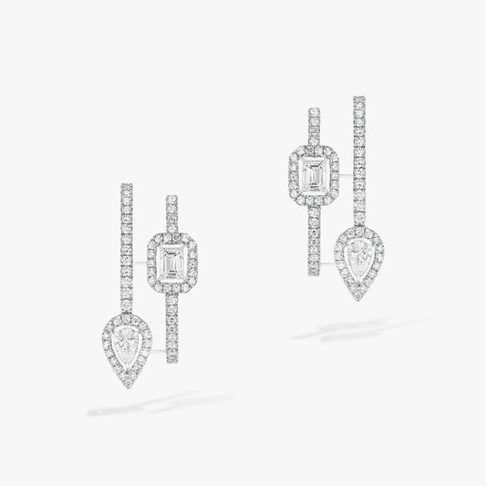 [Solara jewelry]CREOLES MY TWIN 2 RANGS SILVER DIAMOND EARRINGS