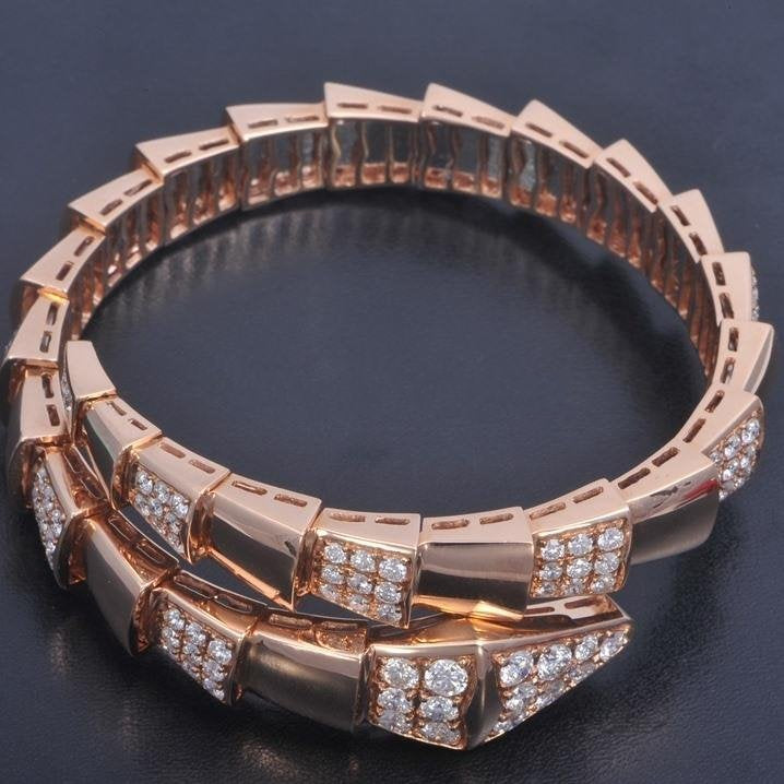[Solara Jewelry]SERPENTI WIDE BRACELET PINK GOLD DIAMOND