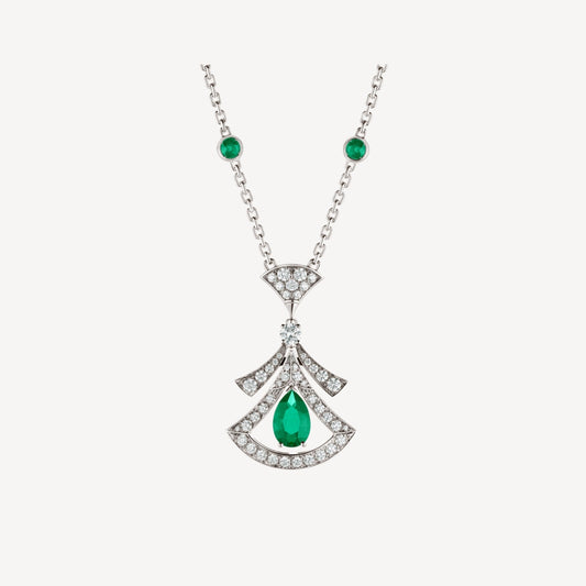 [Solara Jewelry]DREAM NECKLACE MALACHITE DIAMOND SILVER
