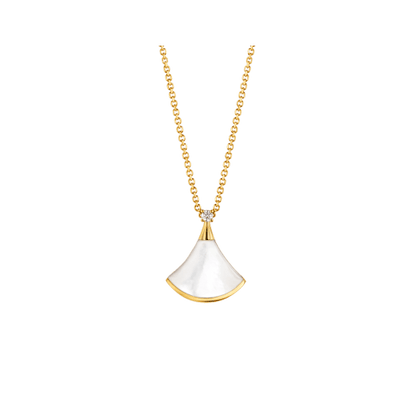 [Solara Jewelry]DREAM NECKLACE WHITE MOP GOLD 1 DIAMOND