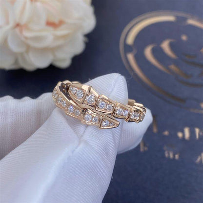 [Solara Jewelry]SERPENTI RING PINK GOLD DIAMOND PAVED 4MM
