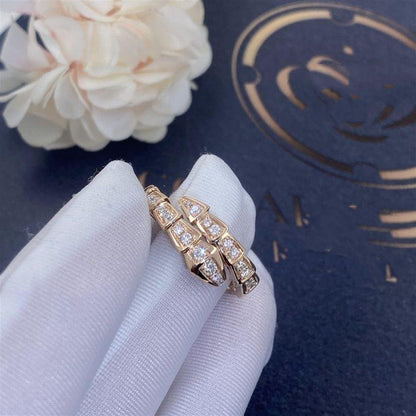 [Solara Jewelry]SERPENTI RING PINK GOLD DIAMOND PAVED 4MM