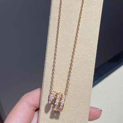 [Solara Jewelry]SERPENTI PINK GOLD NECKLACE DOUBLE RING DIAMOND