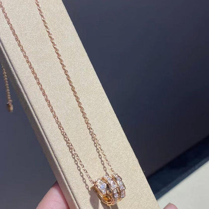 [Solara Jewelry]SERPENTI PINK GOLD NECKLACE DOUBLE RING DIAMOND