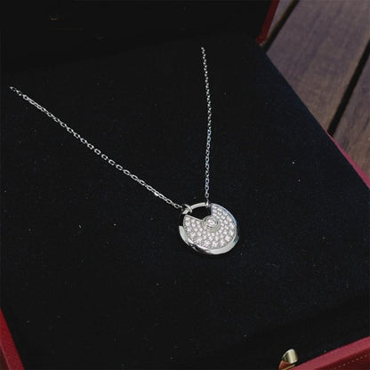 [Solara Jewelry]AMULETTE SILVER FULL DIAMOND NECKLACE