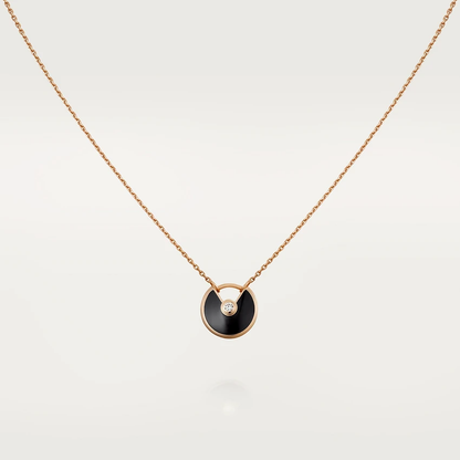 [Solara Jewelry]AMULETTE ROSE GOLD ONYX NECKLACE