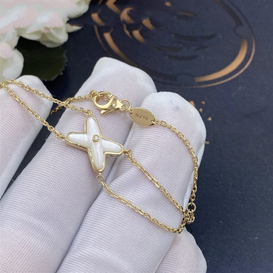 [Solara Jewelry]JEUX BRACELET WHITE MOP GOLD 1 DIAMOND