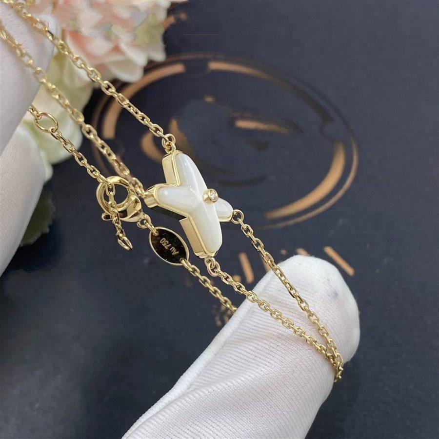 [Solara Jewelry]JEUX BRACELET WHITE MOP GOLD 1 DIAMOND