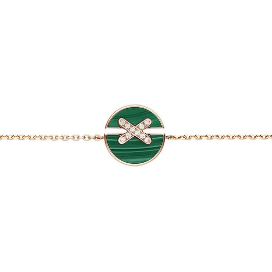 [Solara Jewelry]JEUX DE BRACELET MALACHITE PINK GOLD DIAMONDS