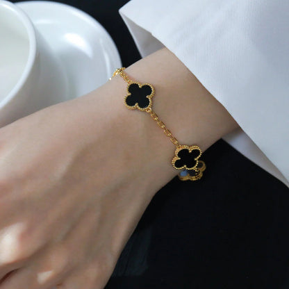 [Solara Jewelry]CLOVER  5 MOTIFS BLACK ONYX BRACELET