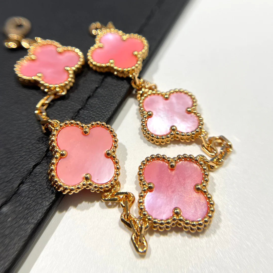 [Solara Jewelry]CLOVER 5 PINK MOP BRACELET