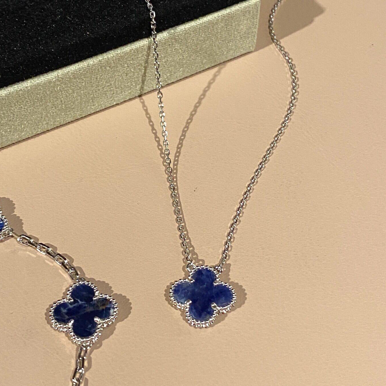 [Solara Jewelry]CLOVER 15MM PIETERSITE NECKLACE SILVER