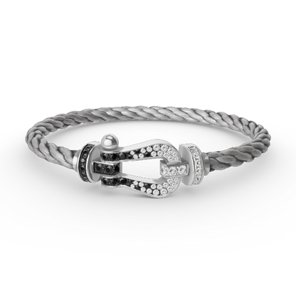 [Solara Jewelry]FORCE LARGE HORSESHOE BLACK WHITE DIAMOND BRACELET SILVER