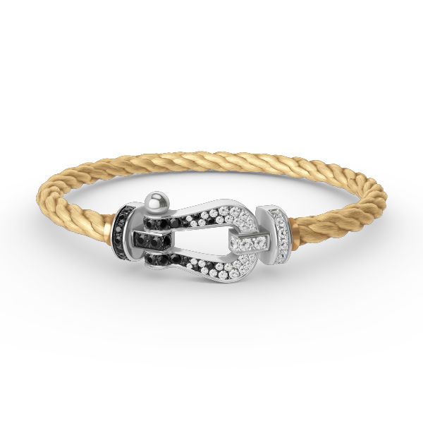 [Solara Jewelry]FORCE LARGE HORSESHOE BLACK WHITE DIAMOND BRACELET SILVER