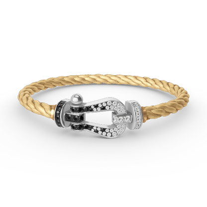 [Solara Jewelry]FORCE LARGE HORSESHOE BLACK WHITE DIAMOND BRACELET SILVER