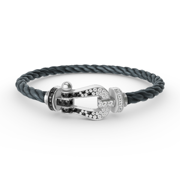 [Solara Jewelry]FORCE LARGE HORSESHOE BLACK WHITE DIAMOND BRACELET SILVER