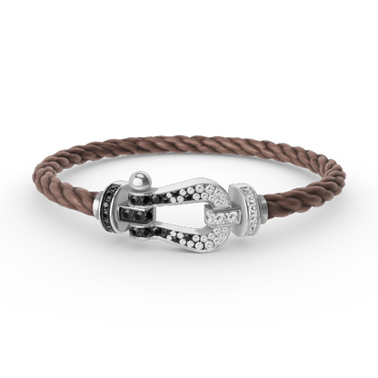 [Solara Jewelry]FORCE LARGE HORSESHOE BLACK WHITE DIAMOND BRACELET SILVER