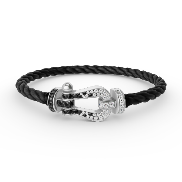 [Solara Jewelry]FORCE LARGE HORSESHOE BLACK WHITE DIAMOND BRACELET SILVER