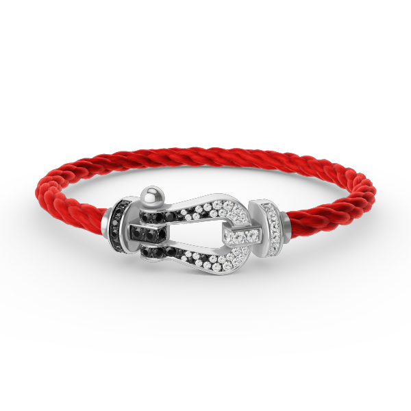 [Solara Jewelry]FORCE LARGE HORSESHOE BLACK WHITE DIAMOND BRACELET SILVER