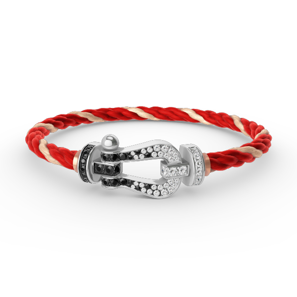 [Solara Jewelry]FORCE LARGE HORSESHOE BLACK WHITE DIAMOND BRACELET SILVER