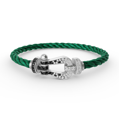 [Solara Jewelry]FORCE LARGE HORSESHOE BLACK WHITE DIAMOND BRACELET SILVER