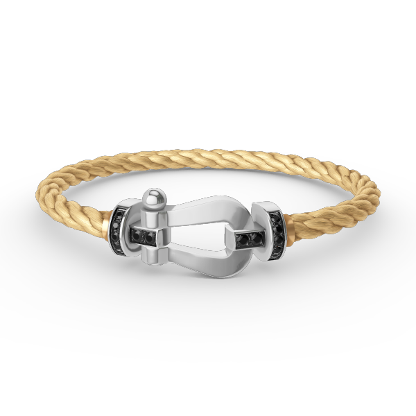 [Solara Jewelry]FORCE LARGE HORSESHOE BLACK DIAMOND BRACELET SILVER