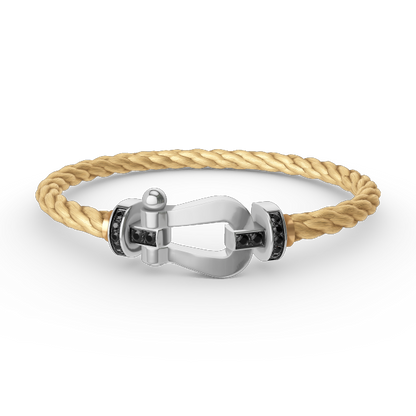 [Solara Jewelry]FORCE LARGE HORSESHOE BLACK DIAMOND BRACELET SILVER