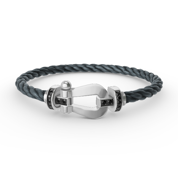 [Solara Jewelry]FORCE LARGE HORSESHOE BLACK DIAMOND BRACELET SILVER