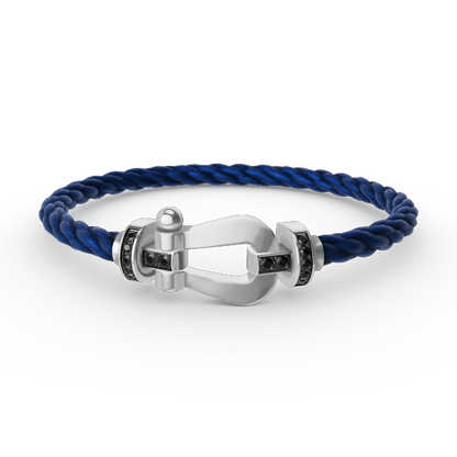 [Solara Jewelry]FORCE LARGE HORSESHOE BLACK DIAMOND BRACELET SILVER