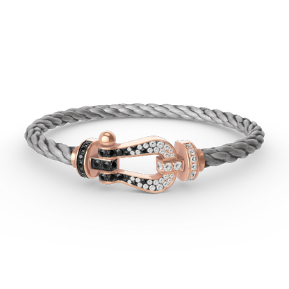 [Solara Jewelry]FORCE LARGE HORSESHOE BLACK WHITE DIAMOND BRACELET ROSE GOLD