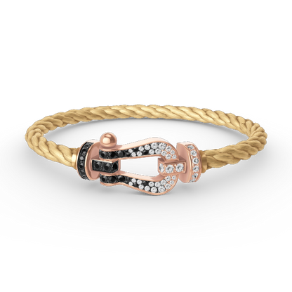[Solara Jewelry]FORCE LARGE HORSESHOE BLACK WHITE DIAMOND BRACELET ROSE GOLD