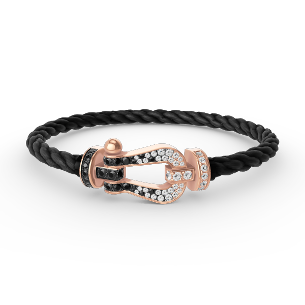[Solara Jewelry]FORCE LARGE HORSESHOE BLACK WHITE DIAMOND BRACELET ROSE GOLD