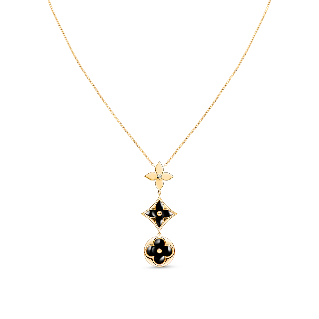 [Solara Jewelry]STAR AND SUN ONYX PINK GOLD NECKLACE