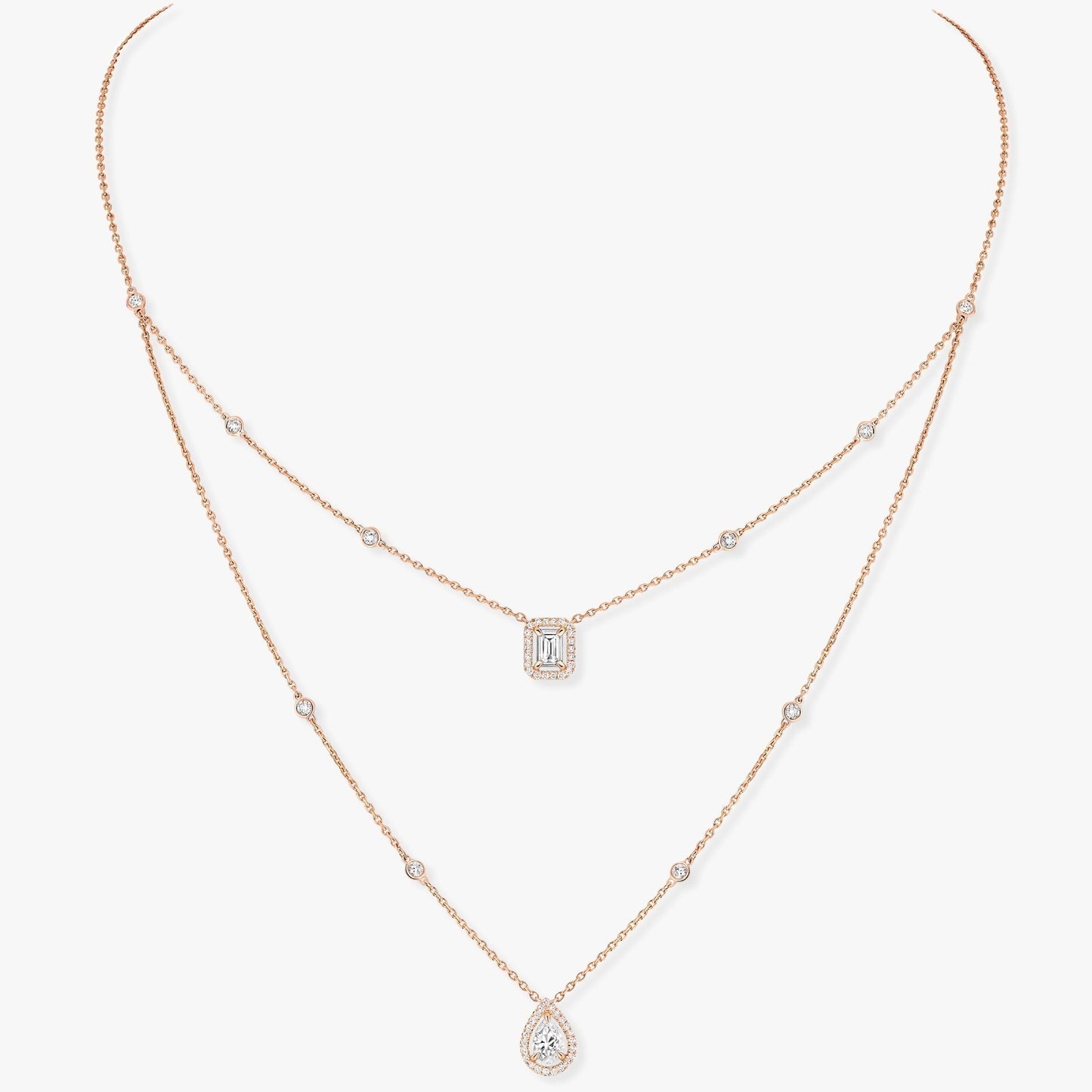 [Solara jewelry]MY TWIN 2 ROW DIAMOND NECKLACE