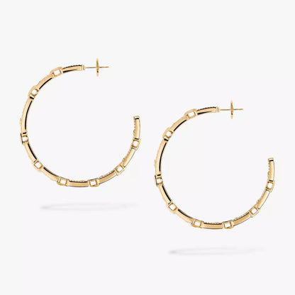 [[Solara jewelry]Move Link Diamond Hoop Earrings